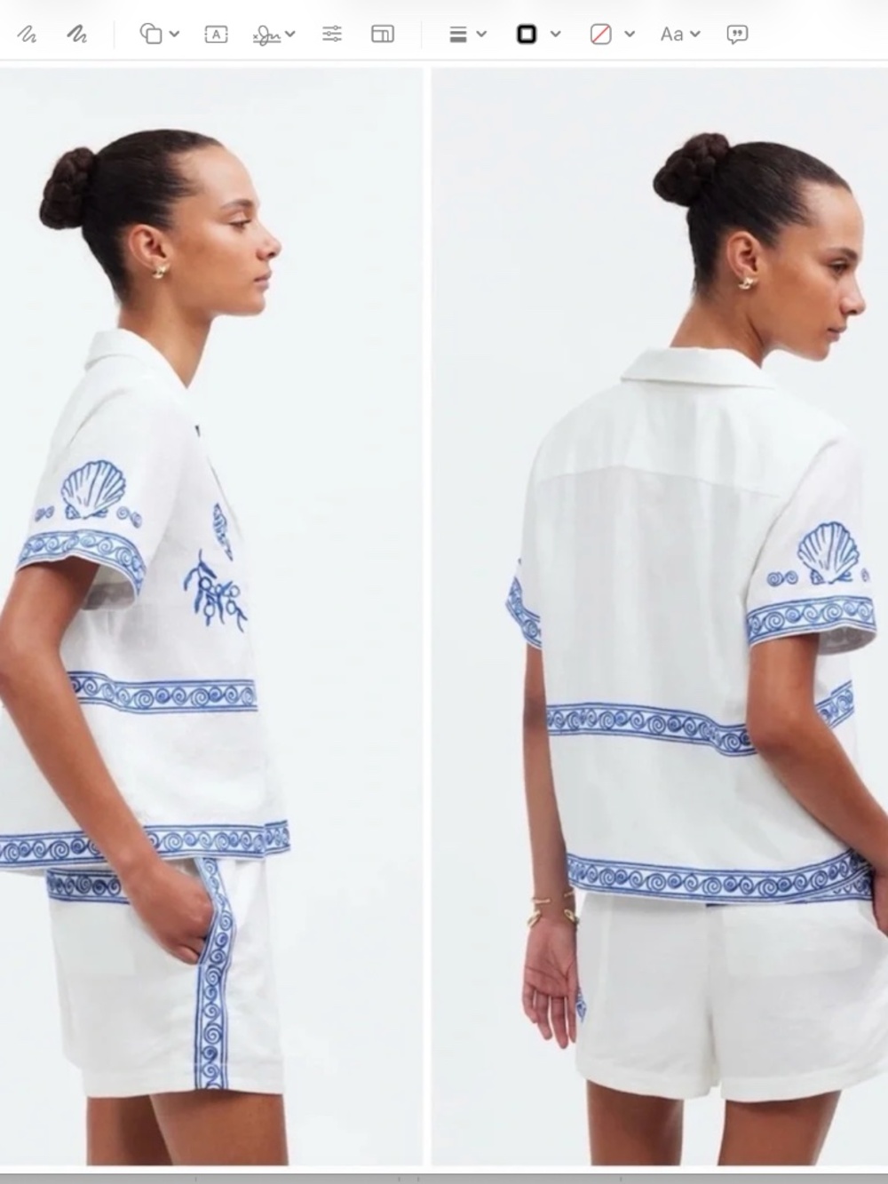MADEWELL X LISA SAYS GAH Embroidered S/S Linen Camp Shirt EUC/sz S - Picture 11 of 13